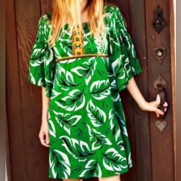 Anthropologie Vanessa Virginia Whimsical Print Leaf Musa Dress Size 2 - Picture 1 of 9